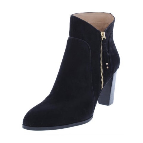 Adrienne Vittadini Black Zipper Heeled Boots - Picture 1 of 5